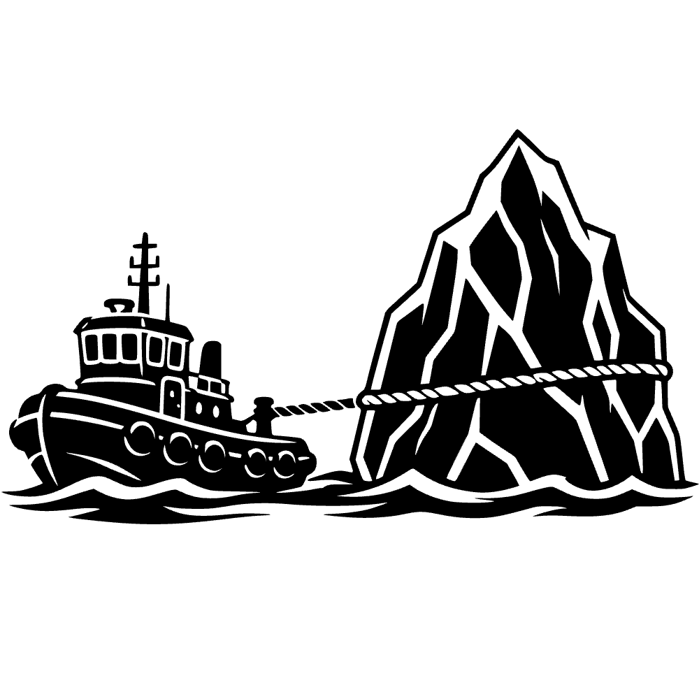 Remolcador tirando de un iceberg — archivo SVG