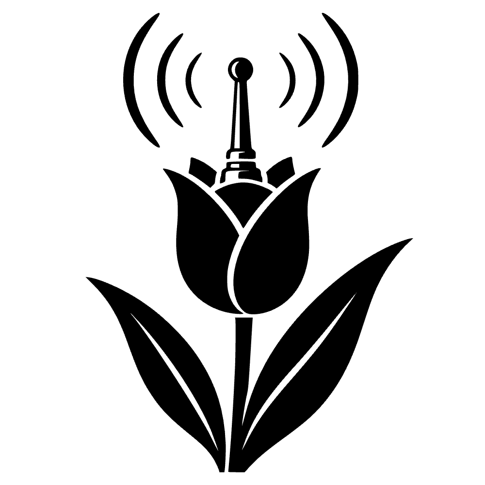 Tulipán transmitiendo ondas de radio — archivo SVG
