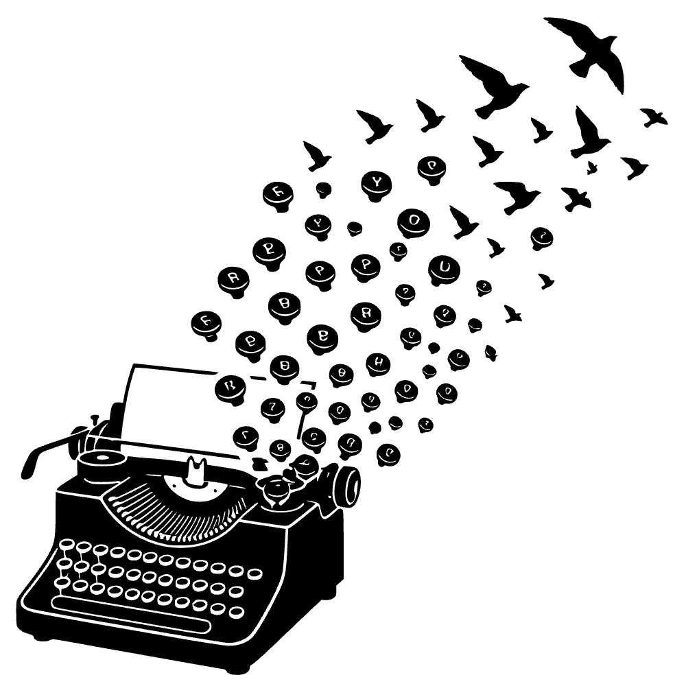 Typewriter Keys Flying Off SVG cut file preview