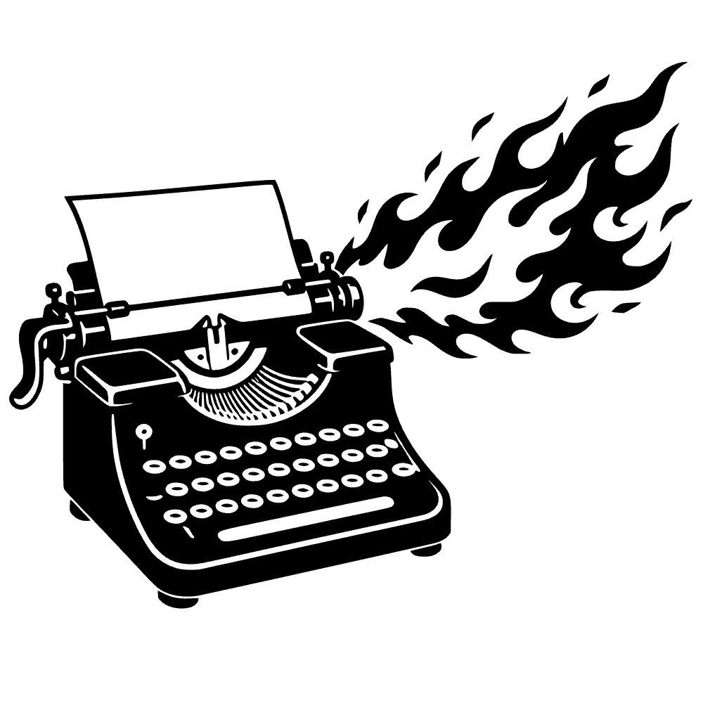 Máquina de escribir disparando llamas — archivo SVG