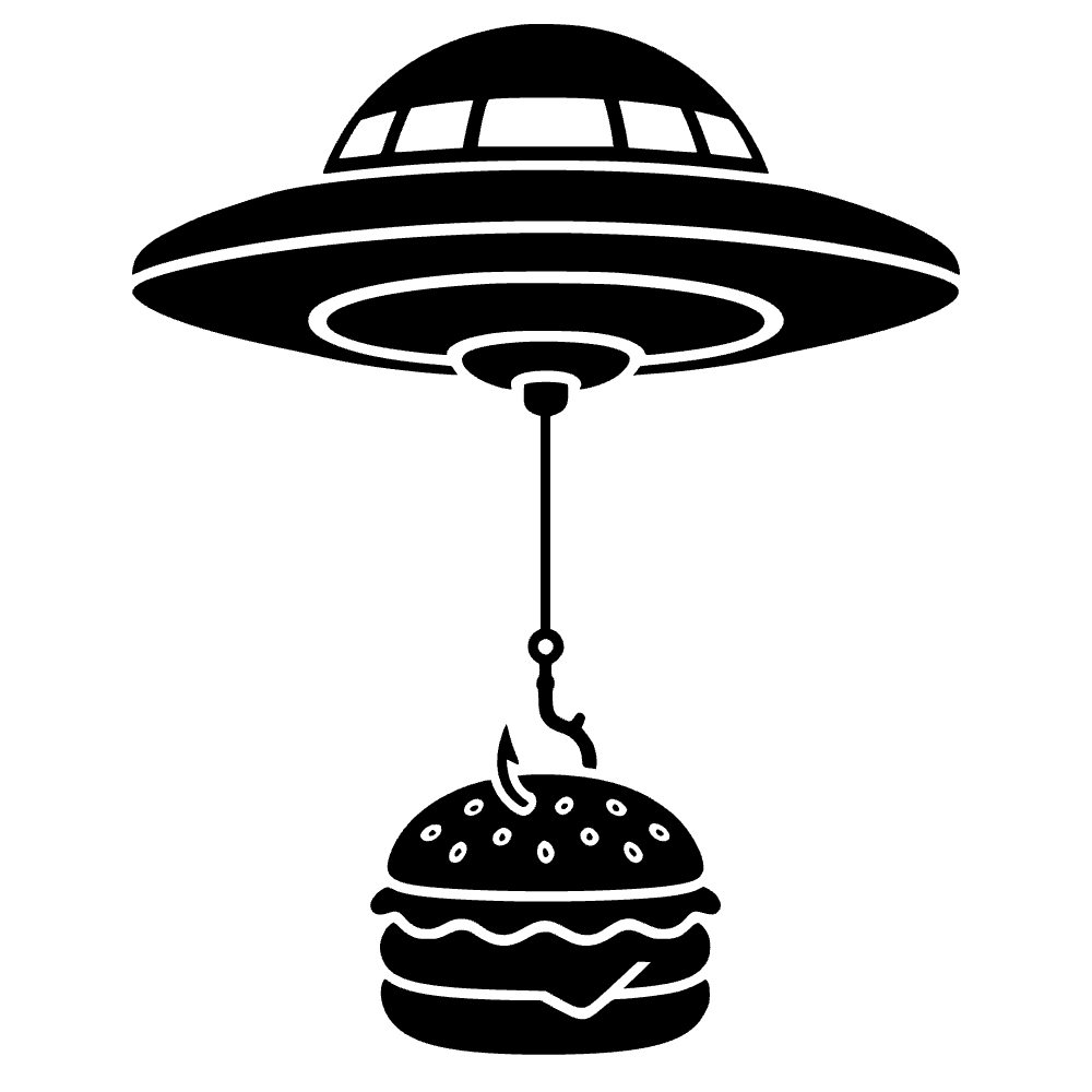 Platillo volador pescando hamburguesas — archivo SVG