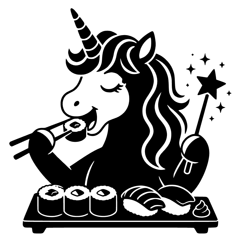 Unicornio comiendo sushi — archivo SVG
