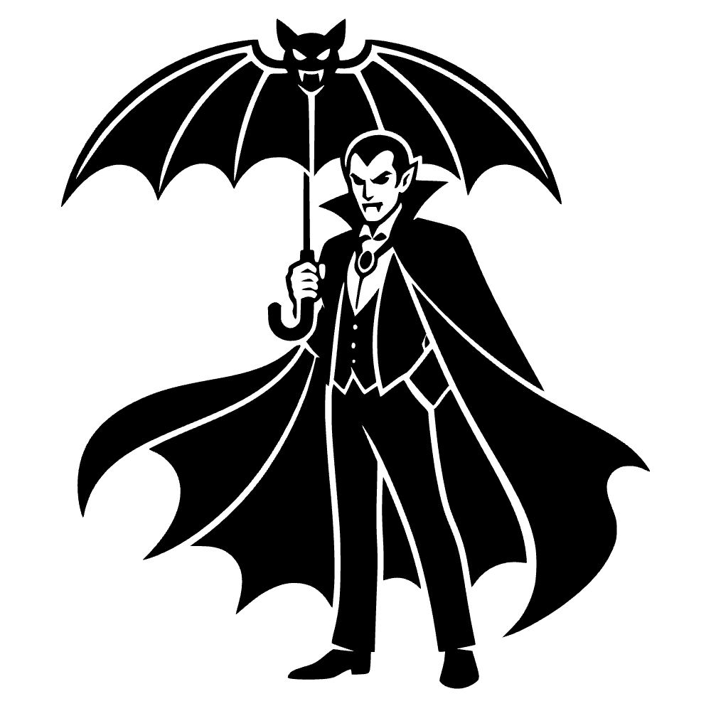 Murciélago vampiro con paraguas — archivo SVG