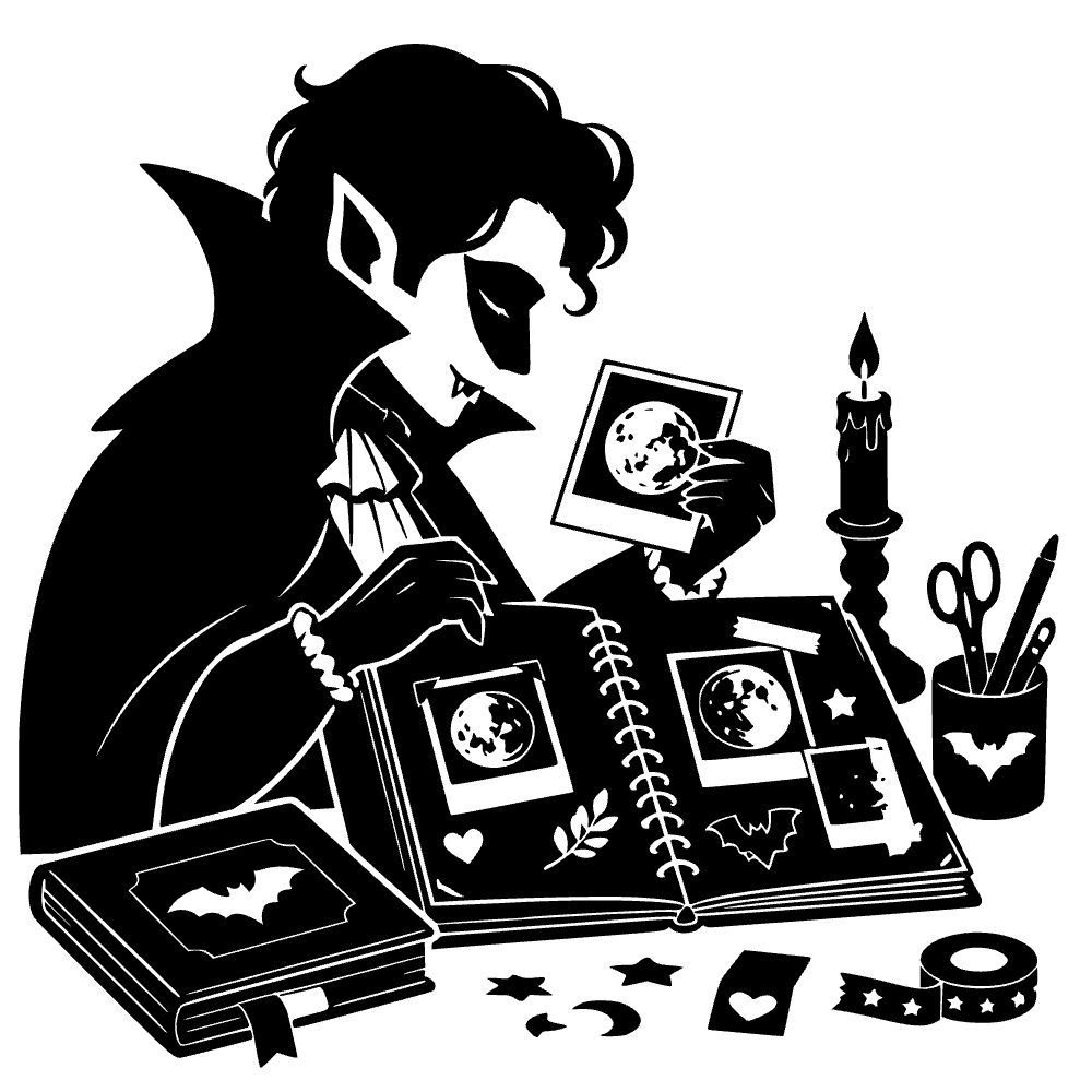 Vampiro creando álbum de recortes — archivo SVG