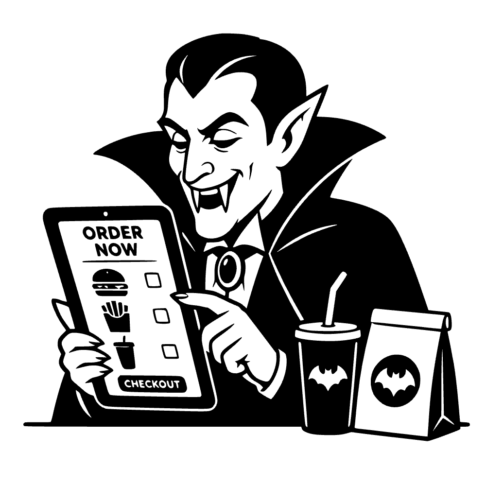 Vampiro pidiendo comida — archivo SVG