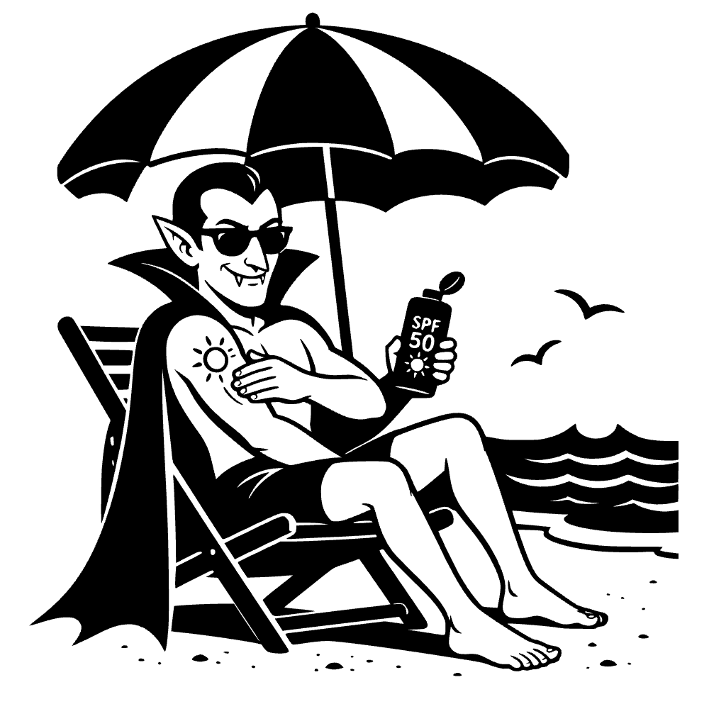 Vampiro aplicando protector solar — archivo SVG