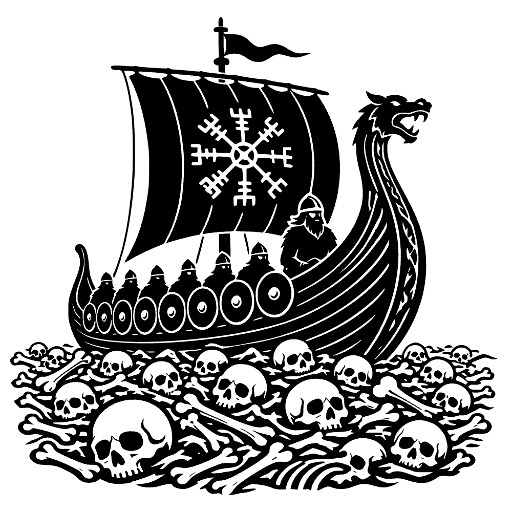 Barco vikingo navegando — archivo SVG