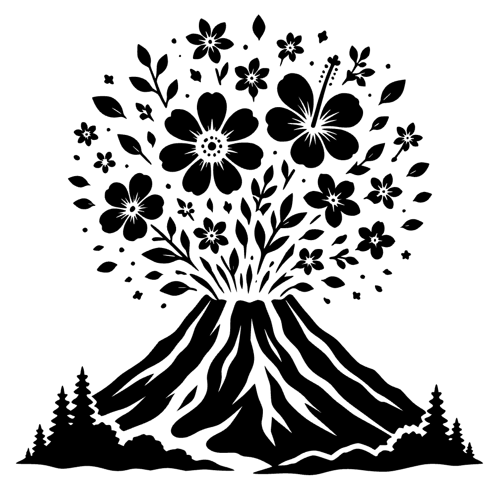 Volcano Erupting Explosion Flowers SVG cut file preview