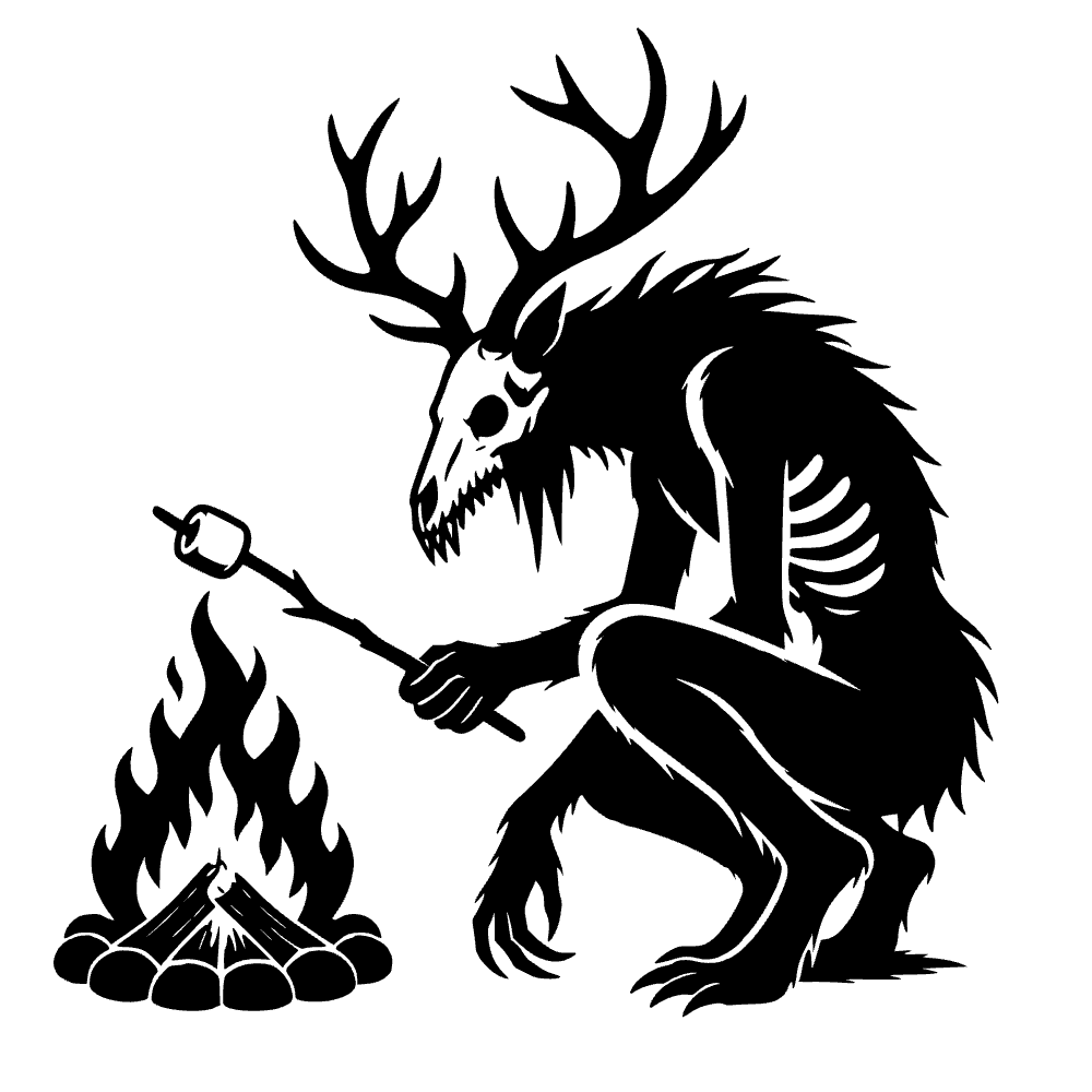Wendigo Crouching By Fire SVG cut file preview