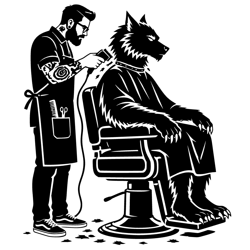 Silla de barbero hombre lobo — archivo SVG
