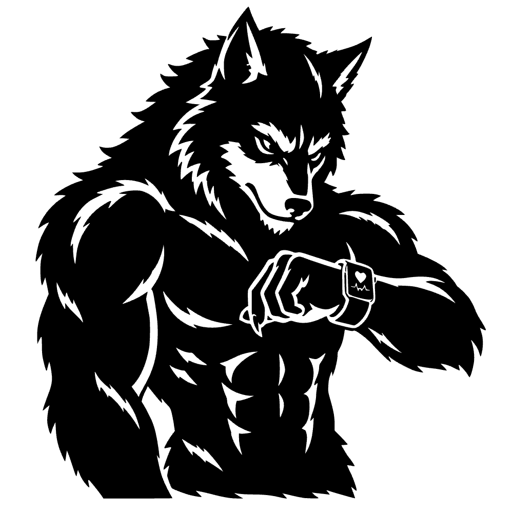 Hombre lobo revisando el corazón — archivo SVG
