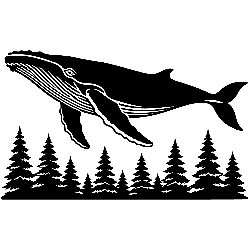 Ballena volando sobre un bosque — archivo SVG