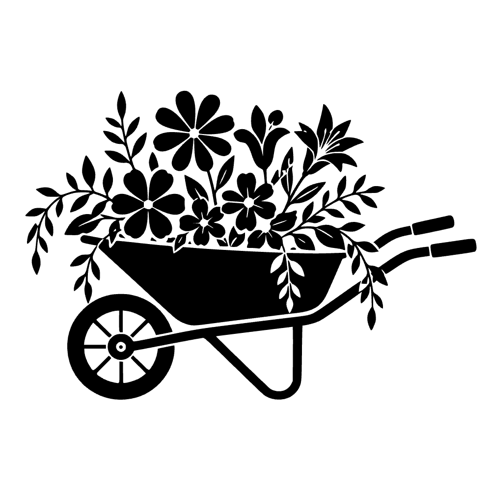 Carretilla con flores — archivo SVG