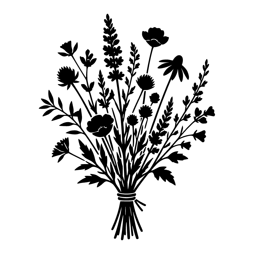 Wildflower Bunch Silhouette SVG cut file preview