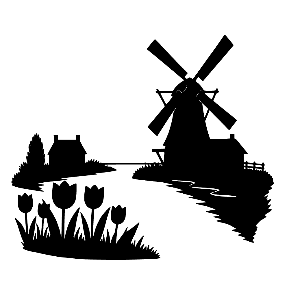 Molino de viento en el canal de Holanda — archivo SVG