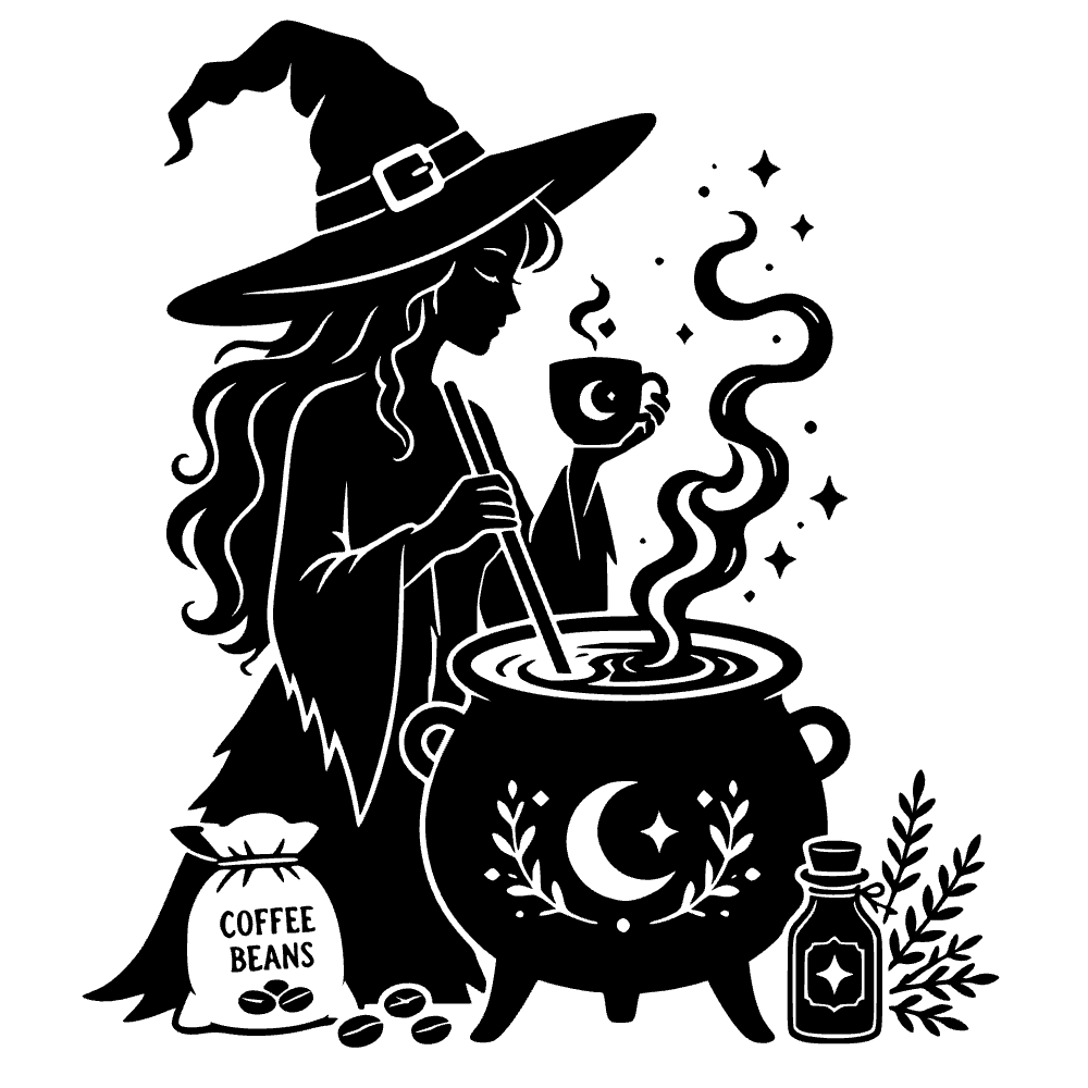 Witch Brewing Coffee SVG cut file preview