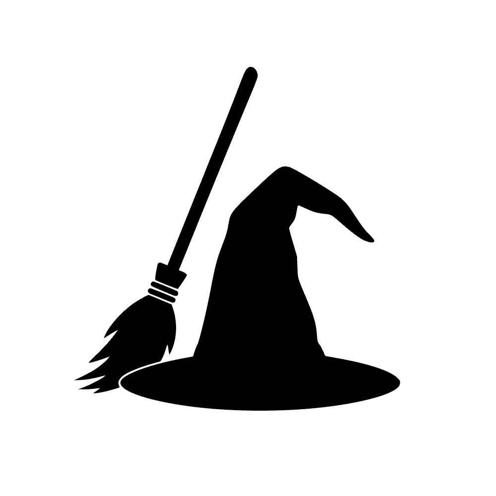 Sombrero de bruja y escoba — archivo SVG