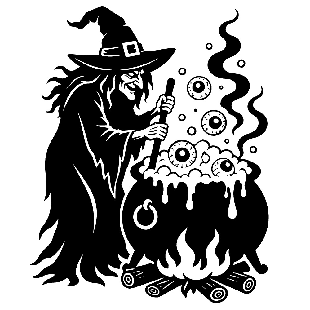 Witch Stirring Cauldron SVG SVG cut file preview