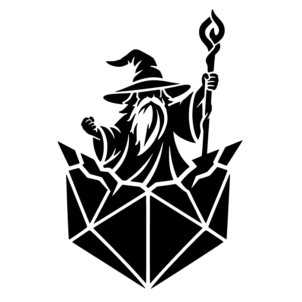 Mago invocando un D20 — archivo SVG