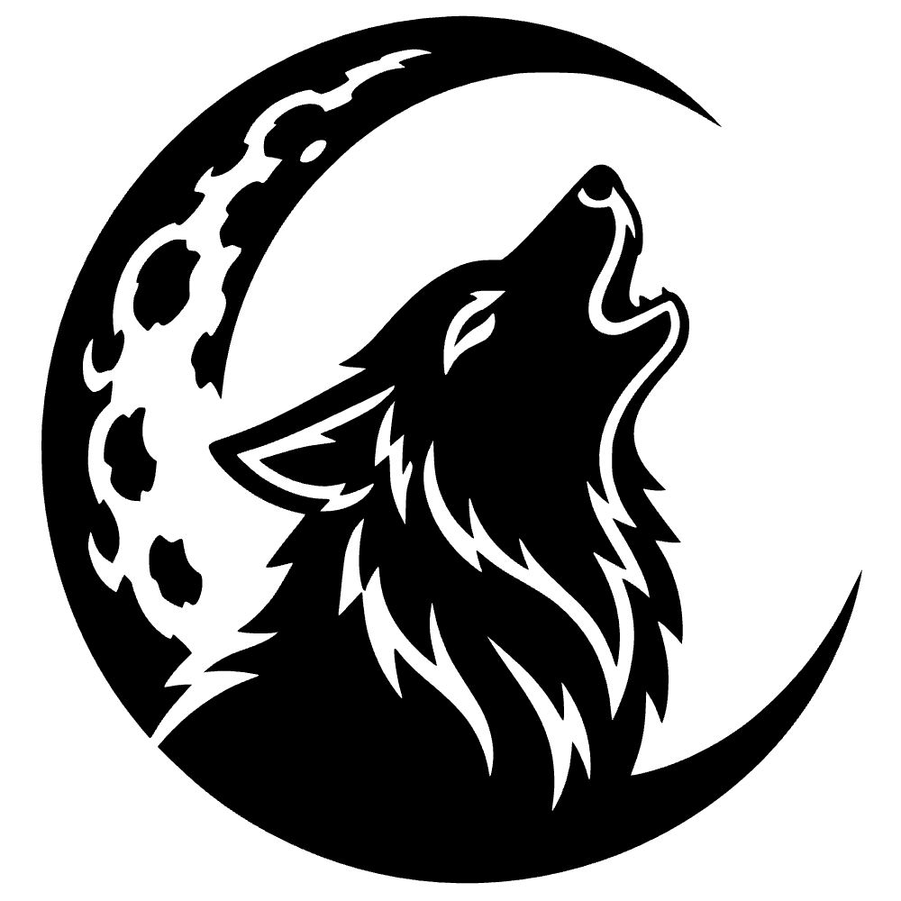 Lobo aullando dentro de una media luna — archivo SVG
