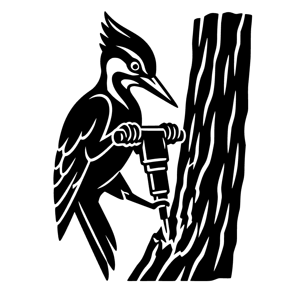 Pájaro carpintero con martillo neumático — archivo SVG