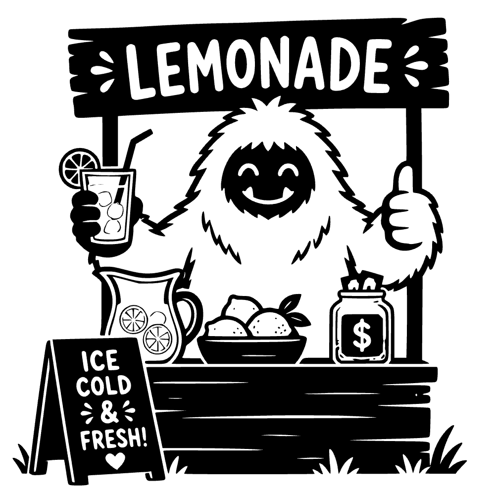 Yeti en puesto de limonada — archivo SVG