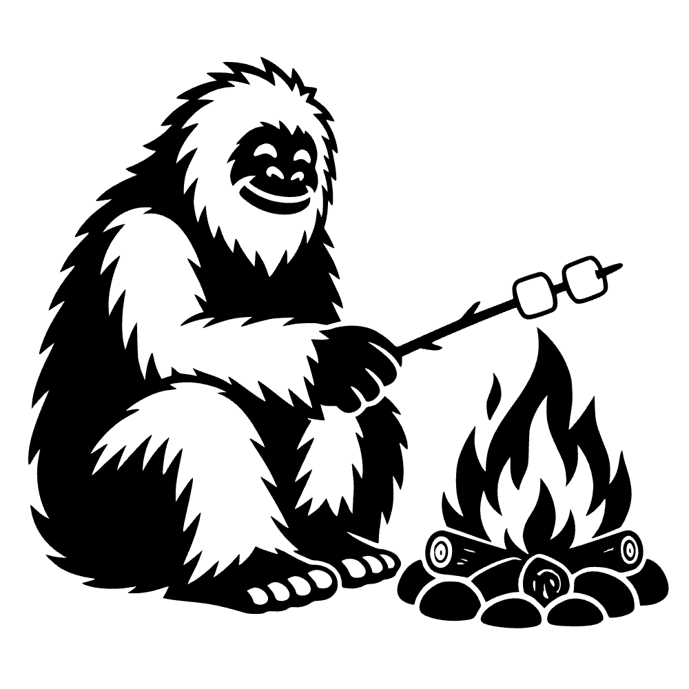 Yeti Sitting By Campfire SVG cut file preview