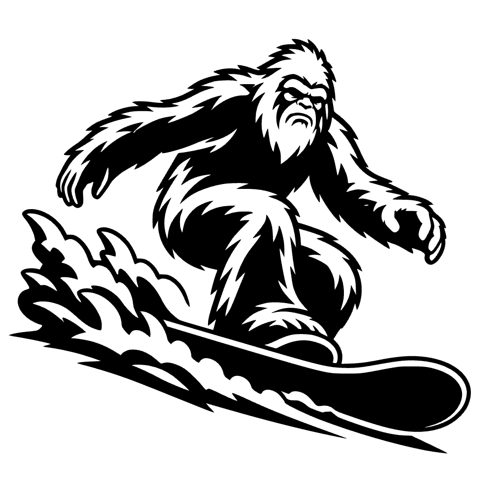 Yeti haciendo snowboard — archivo SVG