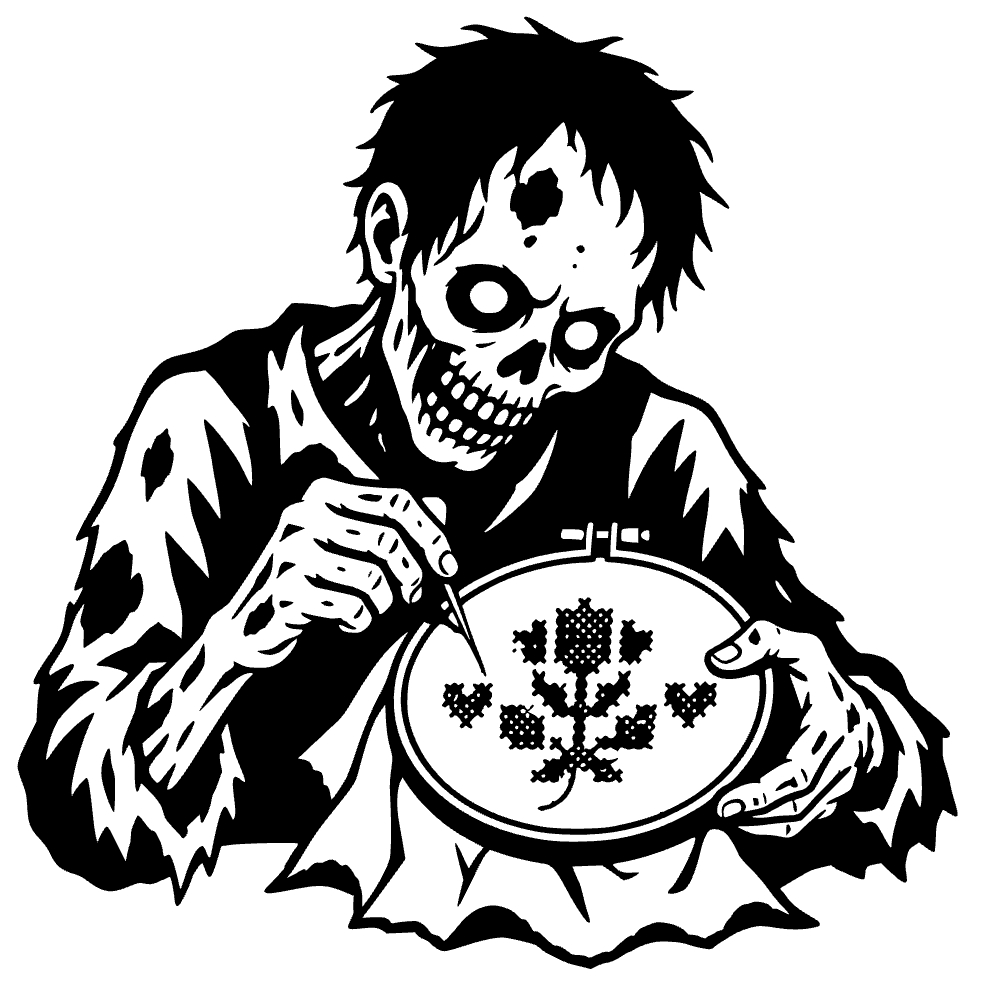 Zombi haciendo punto de cruz — archivo SVG
