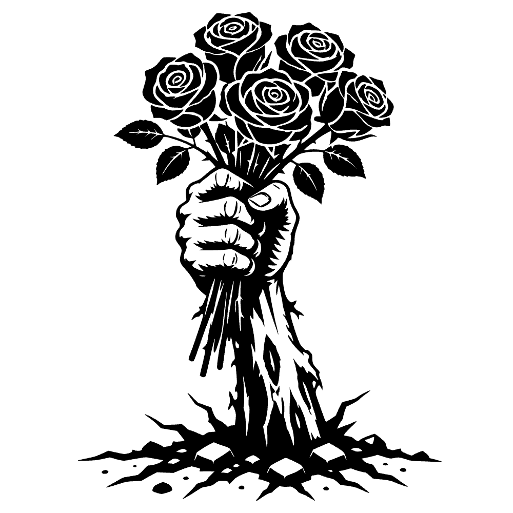Zombie Hand Holding Roses SVG SVG cut file preview