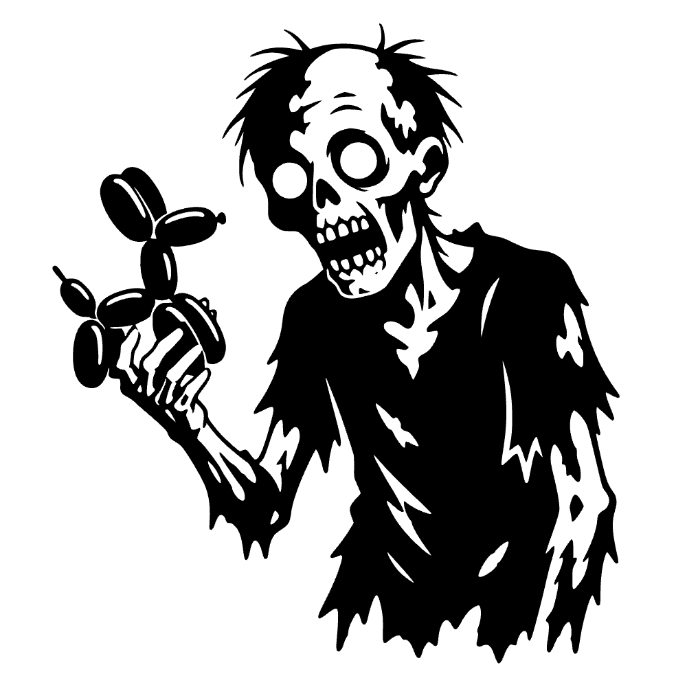 Zombie Holding Balloon Animal SVG cut file preview