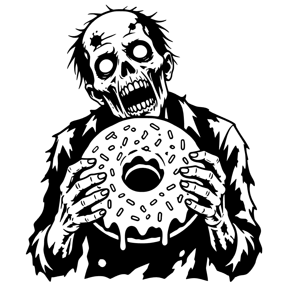 Zombie Holding Giant Donut SVG cut file preview