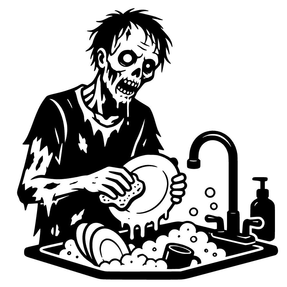 Zombi lavando platos — archivo SVG